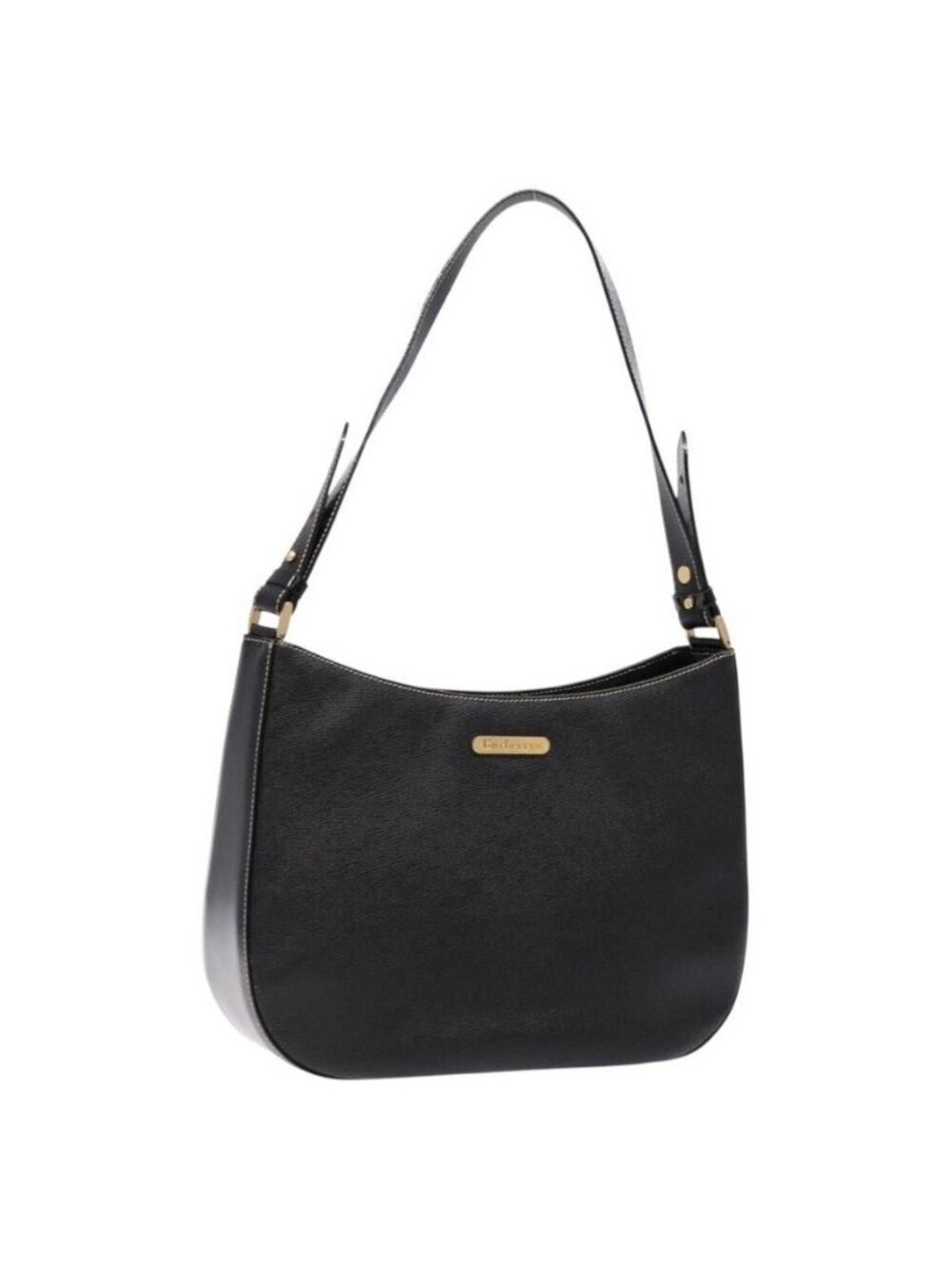 Authentic Burberrys Shoulder Bag Leather Black Gold